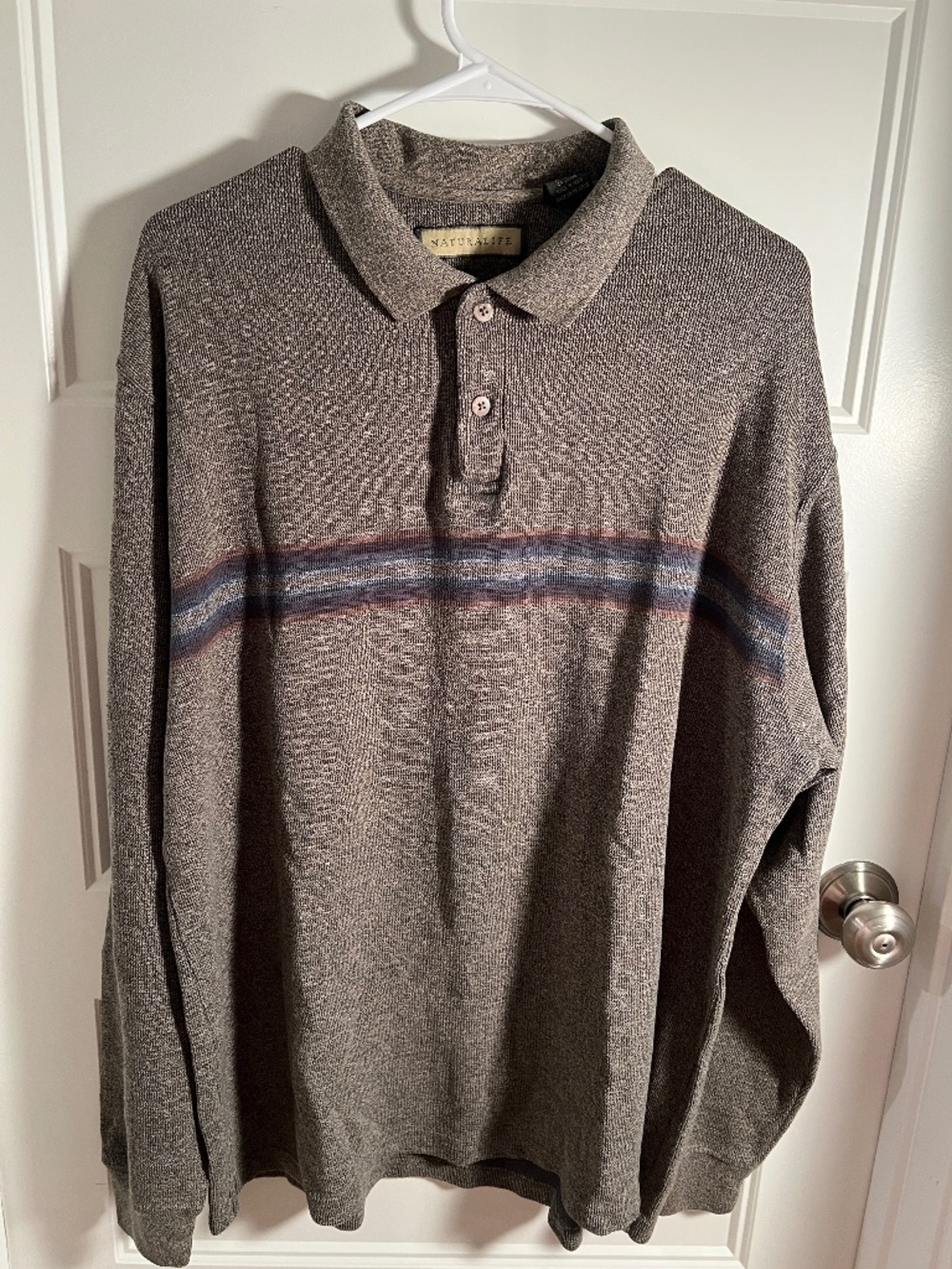 Natural Life ribbed knit long-sleeve polo sweater
